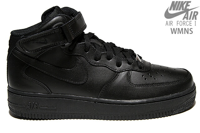 NIKE WMNS AIR FORCE 1 MID ’07 BLACK/BLACK 366731-001 ナイキ ウィメンズ エア フォース 1 ミッド 07 ブラック 定番 レディース スニーカー