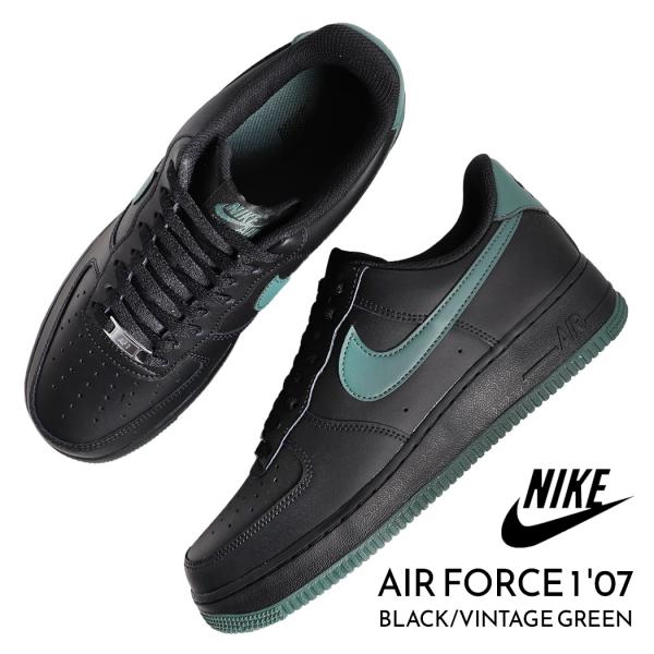 NIKE ナイキ エアフォース ロー スニーカー AIR FORCE 1 07 BLACK/VINTAGE GREEN ( 黒 ブラック グリーン メンズ FJ4146-001 )