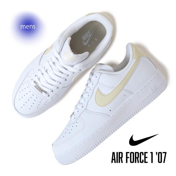 NIKE ナイキ エアフォース ロー スニーカー AIR FORCE 1 '07 WHITE/LIGHT KHAKI ( 白 ホワイト ライトカーキ ベージュ AF1 メンズ FJ4146-111 )