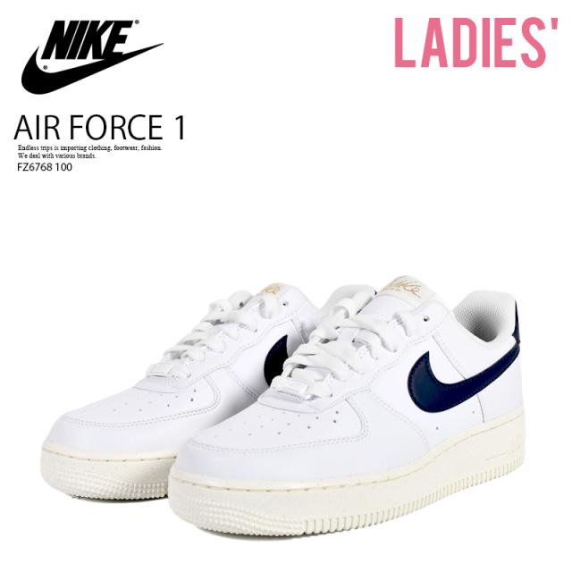 NIKE (ナイキ) W AIR FORCE 1 07 NN (ウィメンズ エア フォース 1 07 ネクスト ネイチャー) レディース ローカット スニーカー シューズ バッシュ バスケ 普段使い カジュアル ストリート WHITE/OBSIDIAN-PALE IVORY (ホワイト/ネイビー) FZ6768-100 FZ6768 100