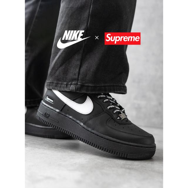 NIKE ナイキ エアフォース × SUPREME シュプリーム スニーカー AIR FORCE 1 LOW SP BLACK ( ブラック AF1 メンズ コラボ CU9225-002 )
