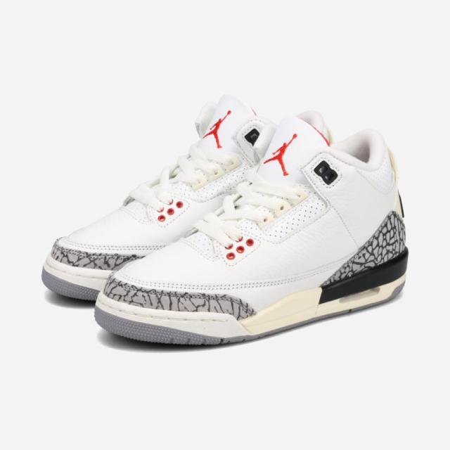 NIKE AIR JORDAN 3 RETRO GS ナイキ エアージョーダン 3 レトロ GS レディース SUMMIT WHITE/FIRE RED/BLACK/CEMENT GREY ホワイト dm0967-100