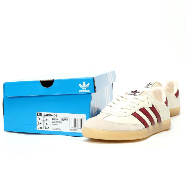 スニーカー adidas サンバ OG ガムソール ホワイト レッド テニス風 クラシック JQ8554 ロープロファイル