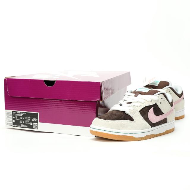 スケートシューズ Nike SB Dunk Low Pro スエード オフホワイト ブラウン ピンク ブラック HF3704-001 スニーカー