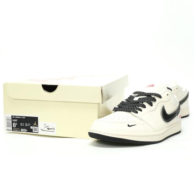 スニーカー Supreme Nike コラボ Air Jordan 1 Low OG By You カスタム ホワイト ブラック レッドロゴ XX3168-172 バスケットボール シューズ
