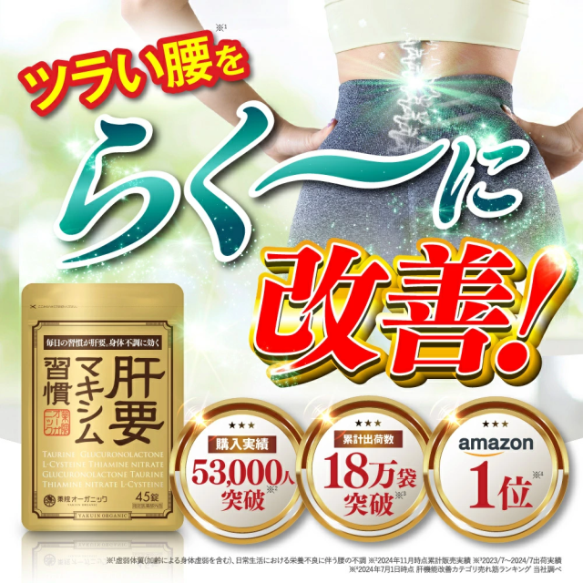 【公式】 肝要マキシム 【指定医薬部外品】45錠 2袋セット ツラい腰 ツラい肩 腰の不調 肩の不調 グルクロノラクトン タウリン L-システイン_1