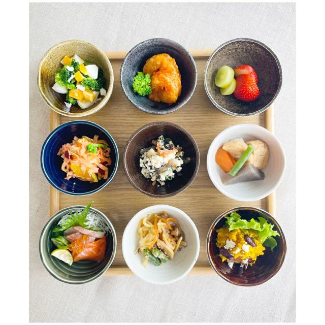 おばんざい亀甲型小鉢 色変わり9点セット(お盆付き) 小鉢 和食器 おしゃれ 食器 美濃焼 セット おしゃれセット シンプル モダン おばんざい 食卓 小鉢セット_1