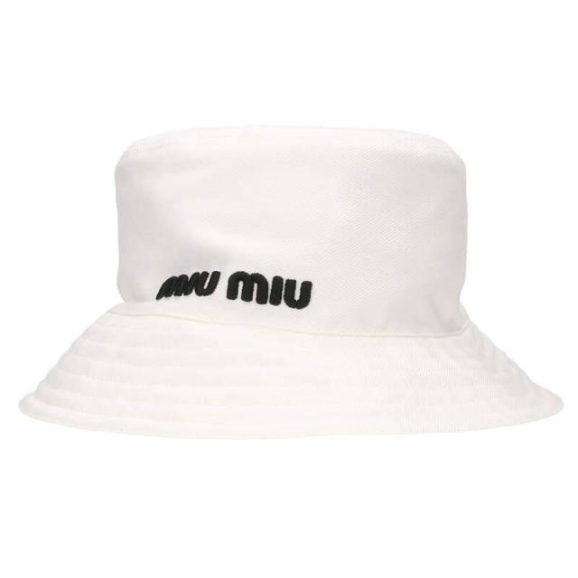 ミュウミュウ バケットハット 5HC196 サイズ:L ロゴ刺繍バケットハット 中古 OM10
