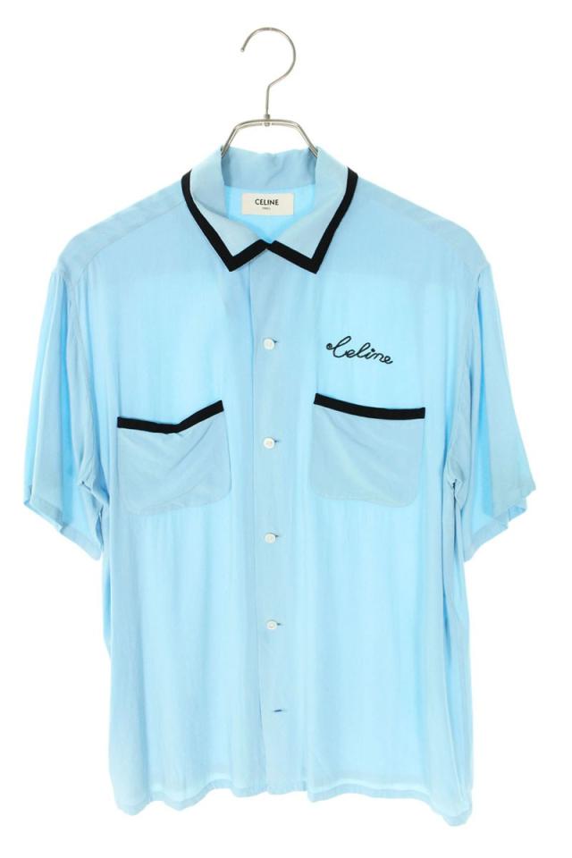 セリーヌ サイズ:37  2C516852C ロゴ刺繍ルーズボーリング半袖シャツ 中古 OM10