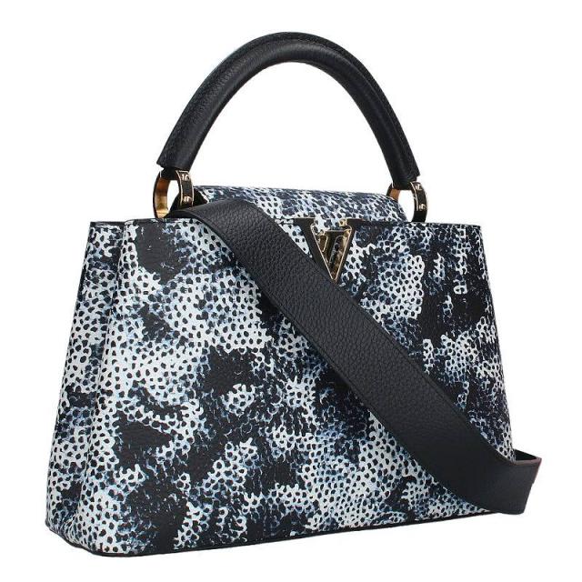 ルイヴィトン  草間彌生 サイズ:MM  23SS  M21728 カプシーヌ MM 2WAY総柄レザーハンドバッグショルダーバッグ 中古 SB01