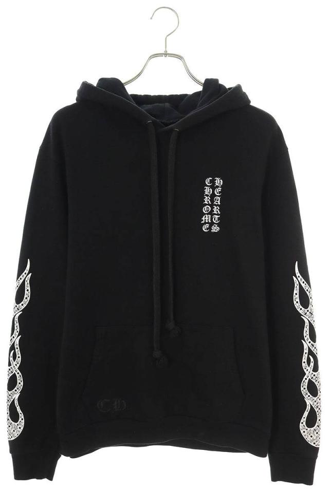クロムハーツ サイズ:L  SWTSHRT PLVR ファイヤープリントプリントプルオーバーパーカー 中古 SS07