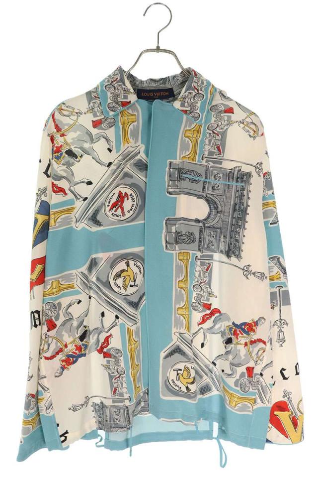 ルイヴィトン 長袖シャツ 19AW サイズ:XS 総柄シルクフーデットパジャマ長袖シャツ 中古 BS55