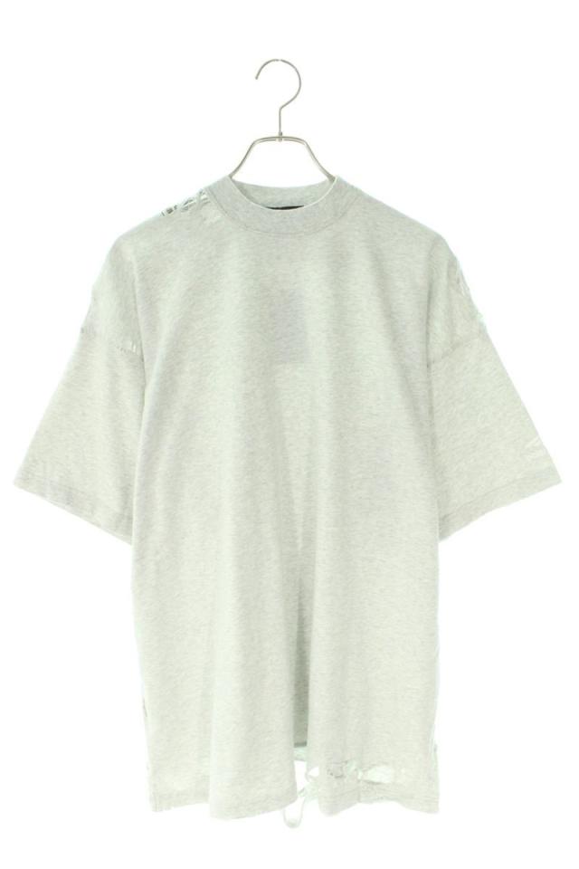 バレンシアガ サイズ:1 22SS 704056 TMVA5 デストロイリペア加工オーバーサイズTシャツ 中古 BS55