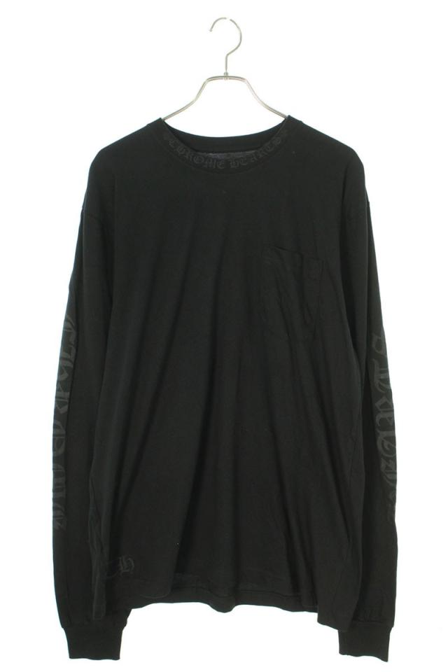 クロムハーツ サイズ:XL  CH L S  1 ネックロゴプリント長袖カットソー 中古 SJ02