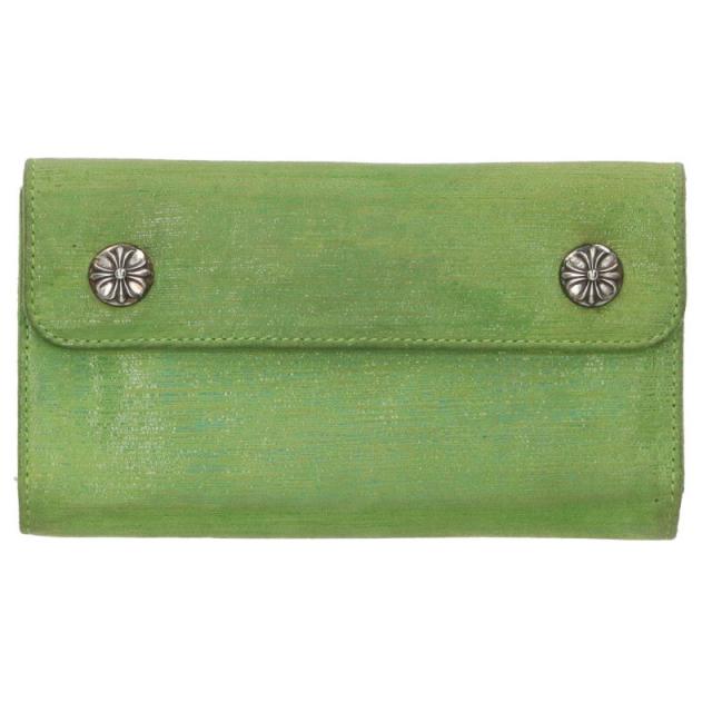 クロムハーツ   WAVE NOVELTY ウェーブ クロスボールボタンノベルティレザー財布 中古 OS06