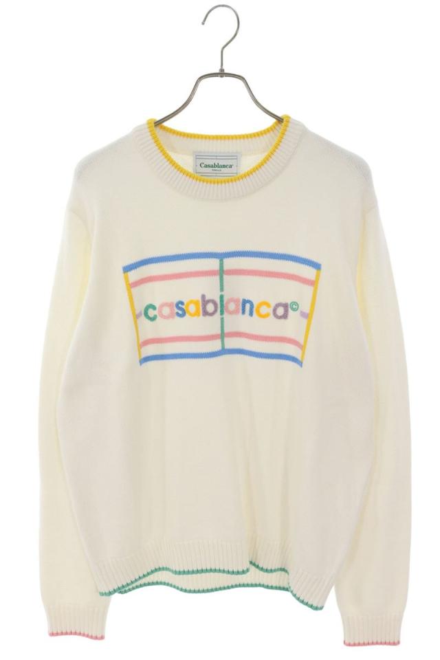カサブランカ サイズ:XL MPF24KW704 01 ロゴ刺繍リブ切り替えコットンニット 新古品 SB01