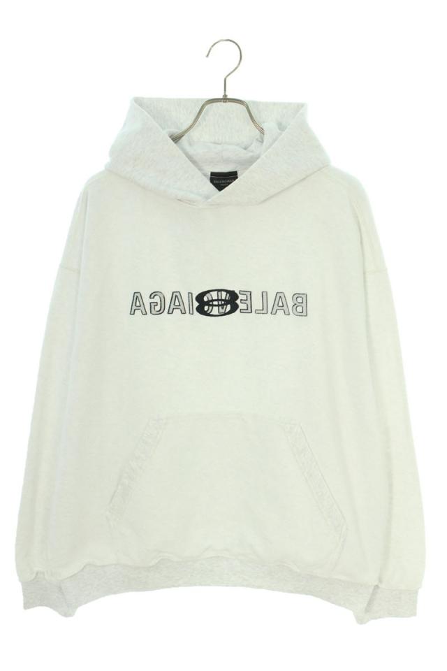 バレンシアガ サイズ:M  790357 TQVJ32569 ロゴ刺繍インサイドアウトプルオーバーパーカー 新古品 SB01