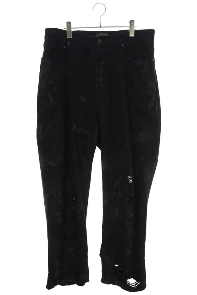バレンシアガ デニムパンツ 23SS 745248 TNW11 サイズ:M スーパーデストロイ加工バギーデニムパンツ 中古 BS55