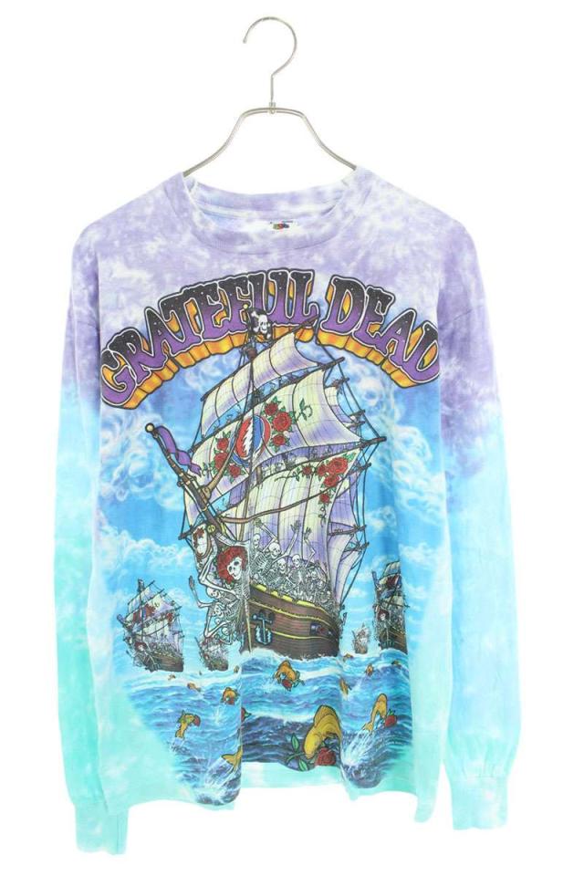 ヴィンテージ サイズ:L  GRATEFULDEAD グレイトフルデッド SHIP OF FOOLSタイダイ両面プリント長袖カットソー 中古 SB01