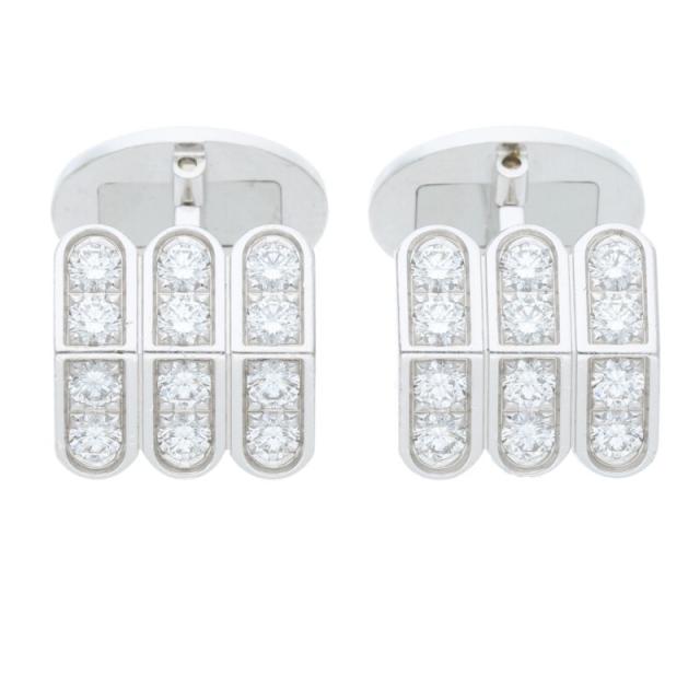 ハリーウィンストン  K18WGプルミエールカフススクエアカットダイヤカフス 中古 GZ11