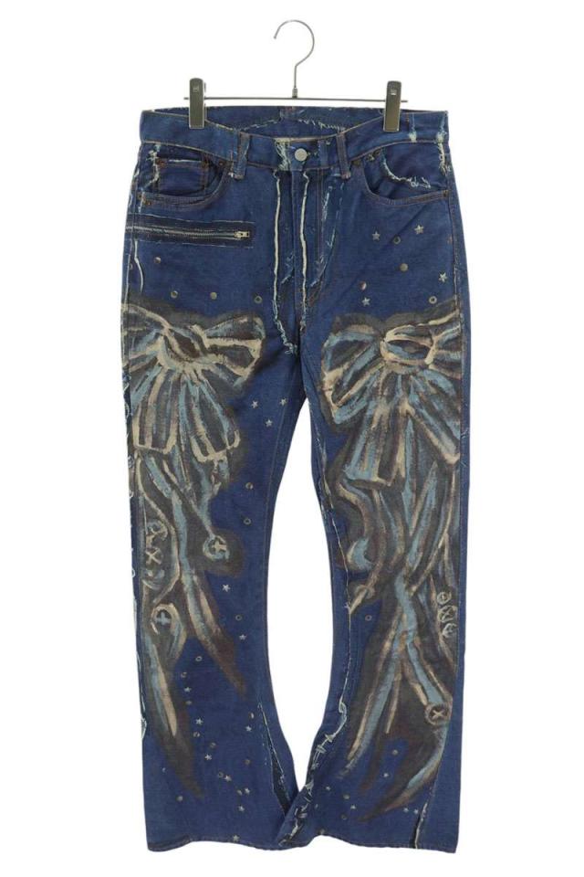 アクネストゥディオズ デニムパンツ 24AW 863 サイズ:48 エアブラシリボンプリントブーツカットデニムパンツ 新古品 OM10