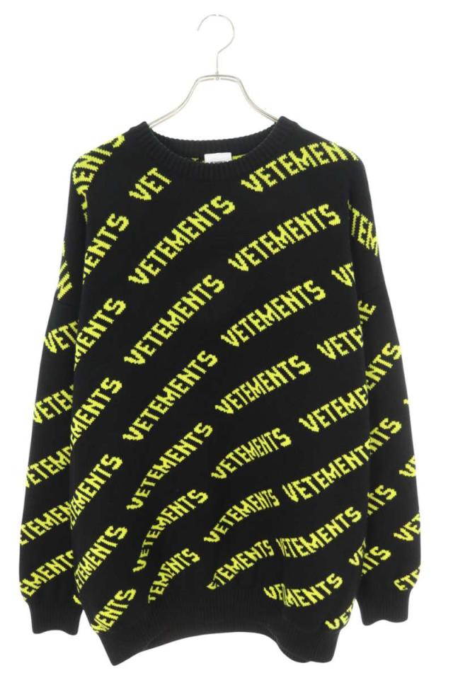ヴェトモン サイズ:M  UA52KN600B ロゴ総柄ジャガードニット 中古 OM10