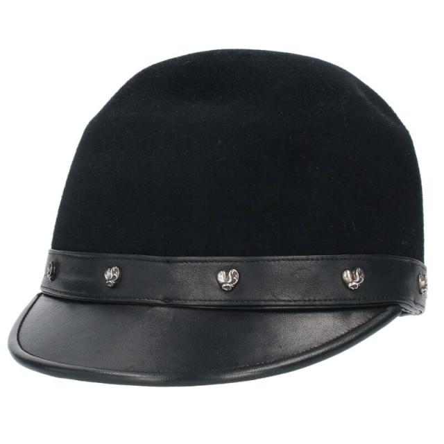 クロムハーツ サイズ:S レザー切り替えハートボタン帽子 中古 SJ02