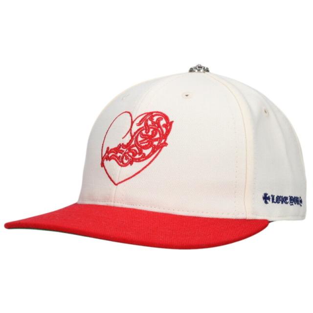 クロムハーツ 帽子 FITTED WOOL ACRYLIC SERGE サイズ:7.5 ハートロゴ刺繍クロスボールベースボール帽子 中古 OM10