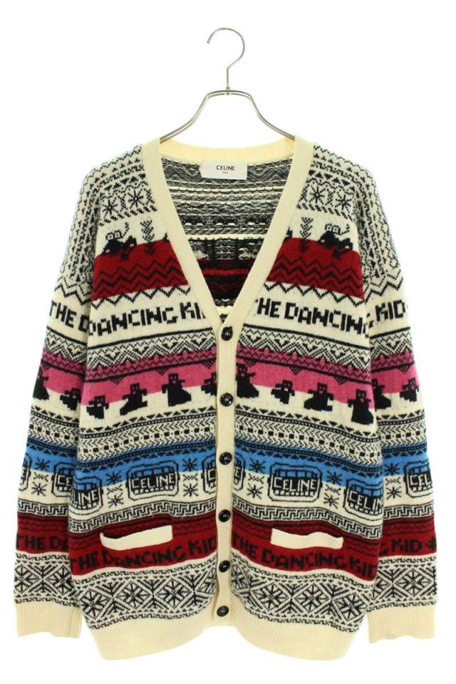 セリーヌバイエディスリマン サイズ:S  21SS  2A08L715M ウールジャガードルーズカーディガン 中古 SB01