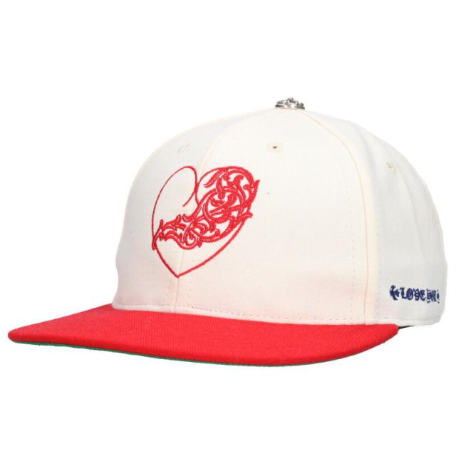 クロムハーツ サイズ:7.375  FITTED WOOL ACRYLIC SERGE ハートロゴ刺繍クロスボールベースボールキャップ 中古 BS99