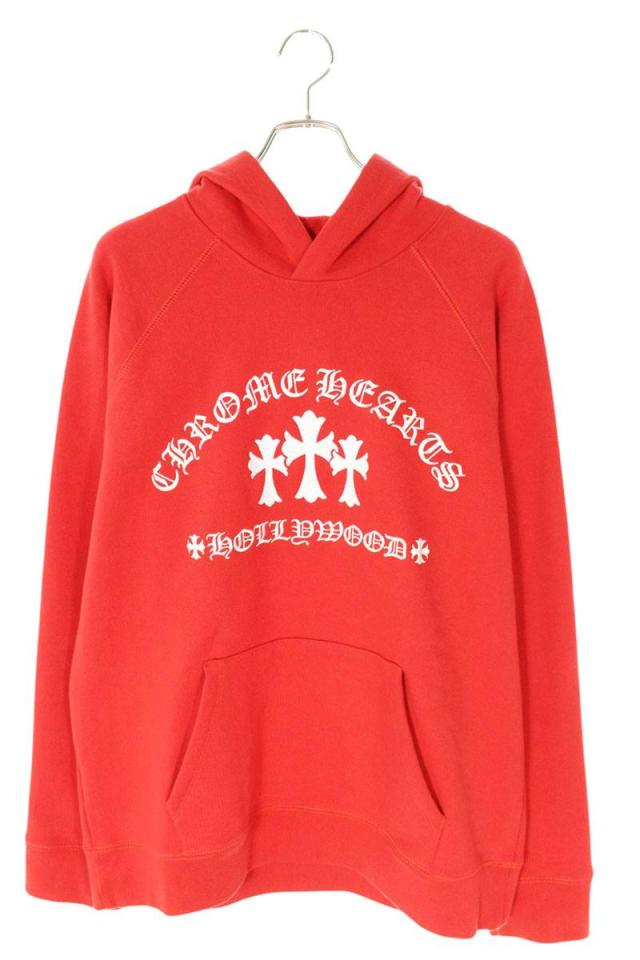 クロムハーツ サイズ:XL  SAILIN ON HD PLVR セメタリークロス刺繍プルオーバーパーカー 中古 SJ02