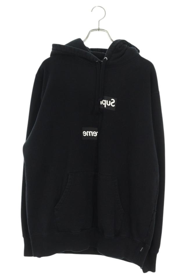 シュプリーム  コムデギャルソンシャツ サイズ:XL  18AW  Split Box Logo Hooded Sweatshirt スプリットボックスロゴプルオーバーパーカー 中古 OM10