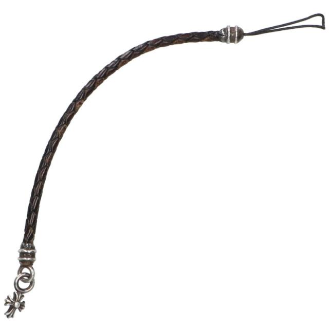 クロムハーツ   携帯ストラップ CHクロスチャーム付きレザー携帯ストラップ 中古 SS07