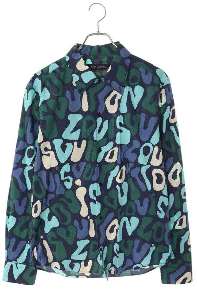 ルイヴィトン サイズ:S  23SS  RM231Q TB0 HOS54W グラフィックロゴ総柄長袖シャツ 中古 SS13