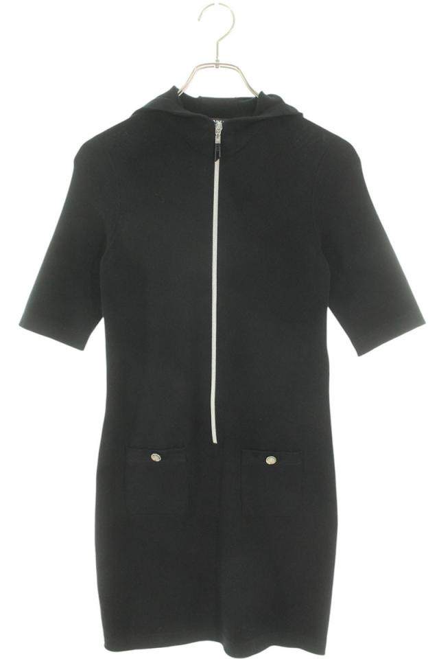 シャネル サイズ:36  P78647K11372 カシミヤ混ハーフジップワンピース 中古 BS99