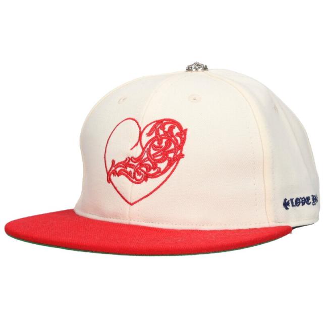 クロムハーツ サイズ:7.625  FITTED WOOL ACRYLIC SERGE ハートロゴ刺繍ベースボール帽子 中古 BS99