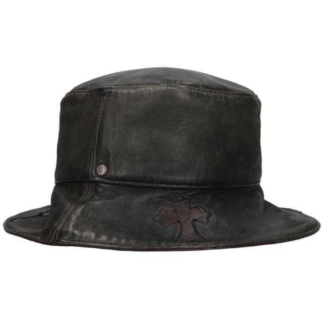 クロムハーツ   OLD BUCKET HAT クロスパッチリバーシブルオールドレザーバケットハット 中古 GZ11