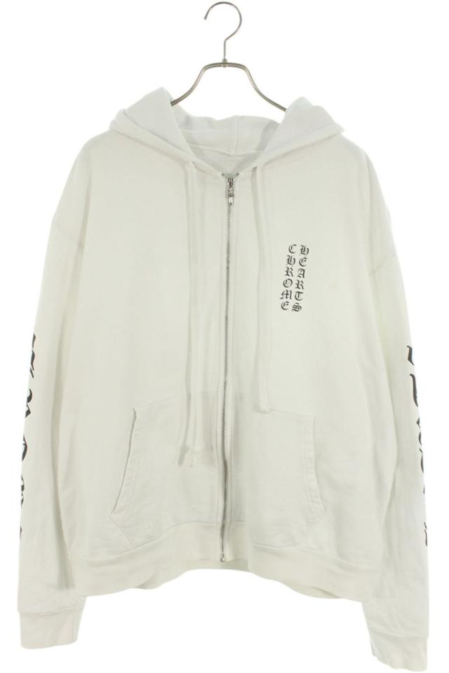 クロムハーツ サイズ:L  SWTSHRT HD ZIP 袖ロゴプリントジップアップパーカー 中古 SJ02