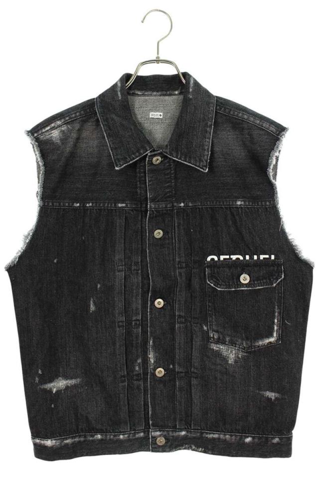 シークエル サイズ:M  24SS  SQ-24SS-JK-04 ダメージ加工デニムベスト 中古 BS99