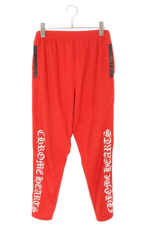 クロムハーツ サイズ:S  TRACK PANTS トラックパンツ サイドクロスボールレザー切替トラックロングパンツ 中古 SJ02