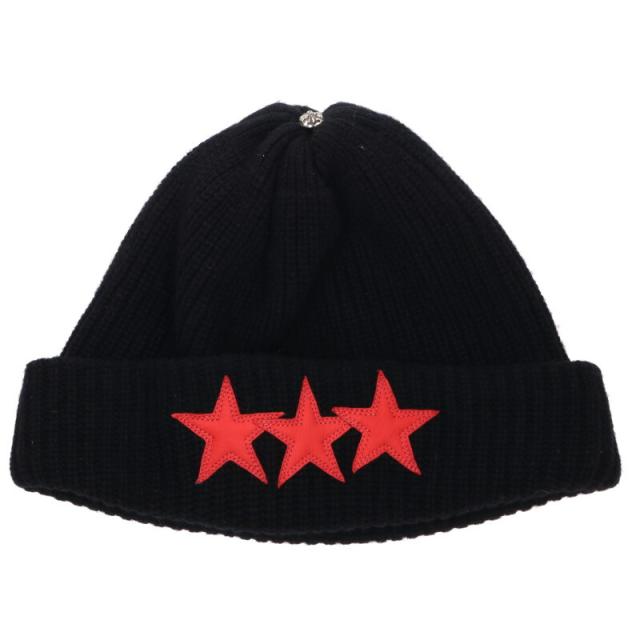 クロムハーツ サイズ:ONE SIZE スターパッチカシミヤビーニーニット帽子 中古 NO05