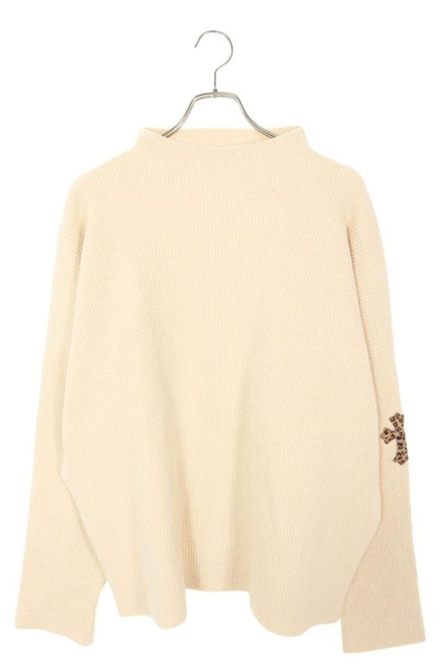 クロムハーツ サイズ:MED/LRG ハラコクロスパッチハイネックカシミアニット 中古 OS06