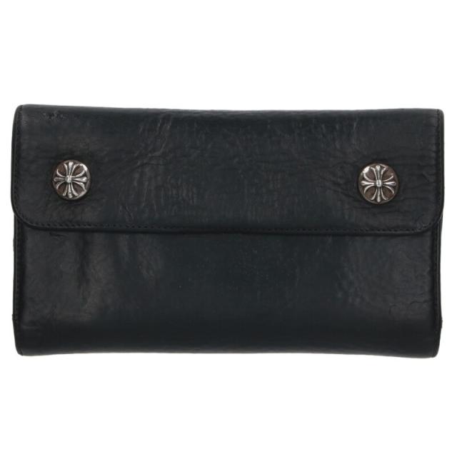 クロムハーツ   WAVE CROSS BALL ウェーブ クロスボールボタンレザーウォレット財布 中古 OK15