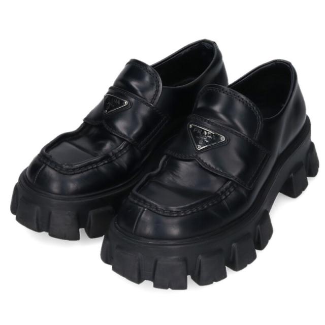 プラダ サイズ:5.5 2DE129 モノリス三角プレートロゴローファー 中古 OM10