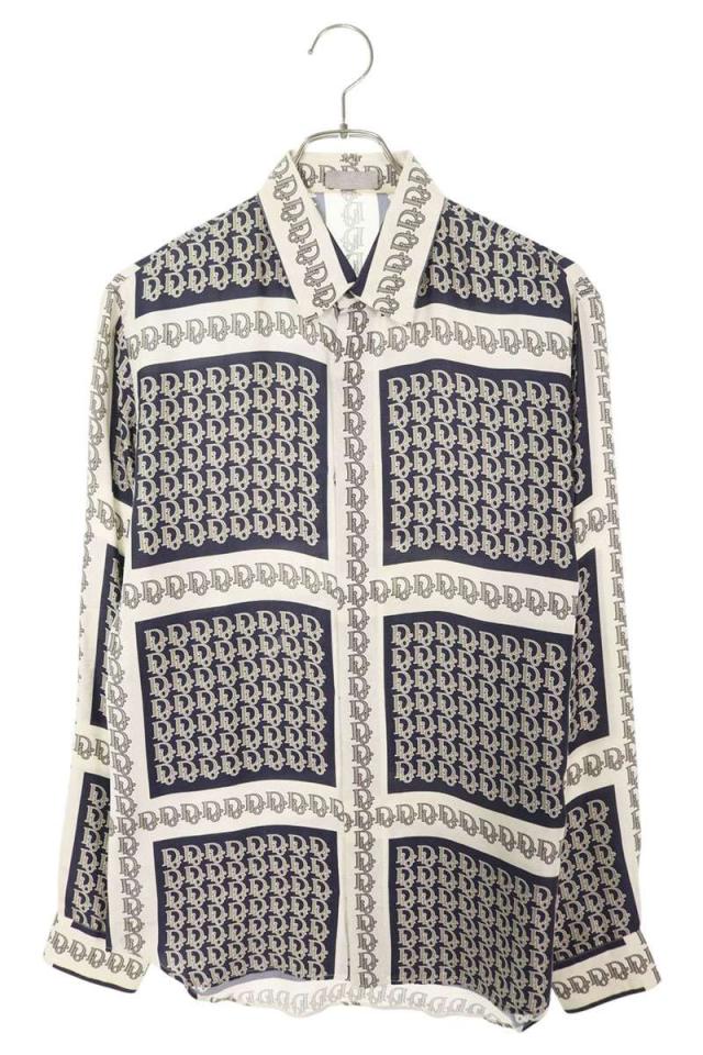 ディオール サイズ:39  013C502A5095 オブリーク総柄シルク長袖シャツ 中古 BS55