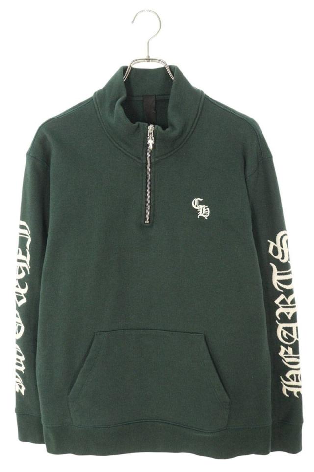 クロムハーツ サイズ:L  Y NOT SLO RIDE 1 2 ZIP ロゴ刺繍ハーフジップスウェット 中古 SS13