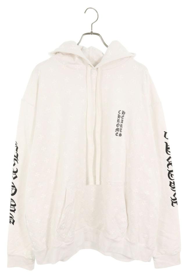 クロムハーツ サイズ:XXL  SWTSHRT PLVR CHプラス総柄バックホースシュープリントプルオーバーパーカー 中古 GZ11