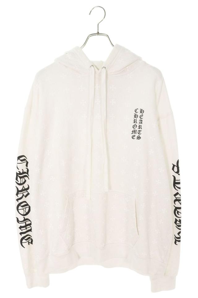 クロムハーツ サイズ:L  SWTSHRT PLVR CHプラス総柄バックホースシュープリントプルオーバーパーカー 中古 SJ02