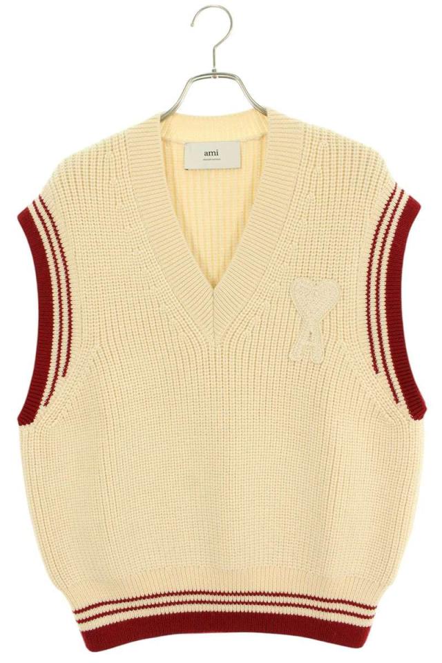 アミアレクサンドルマテュッシ サイズ:XL  25SS  UKS768KN0068 136 ハートA刺繍Vネックニットベスト 新古品 SB01