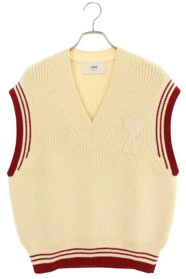アミアレクサンドルマテュッシ サイズ:M  25SS  UKS768KN0068 136 ハートA刺繍Vネックニットベスト 新古品 OM10